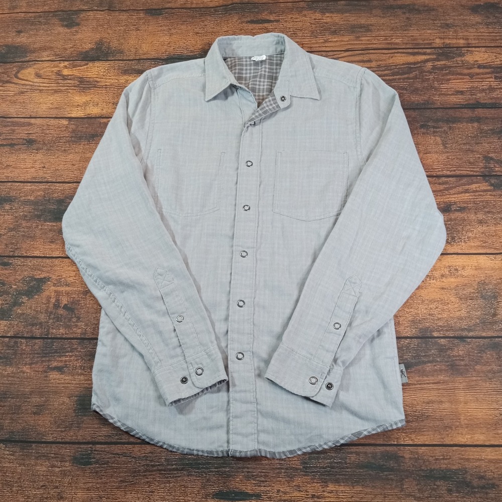Royal Robbins Snap Up Long Sleeve Men's Small Gray Flannel Shirt